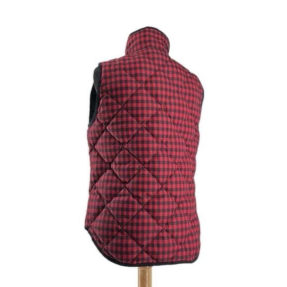 J.Crew quilted vest down fil buffalo plaid cottage mountain outdoors sz sm - Picture 3 of 10